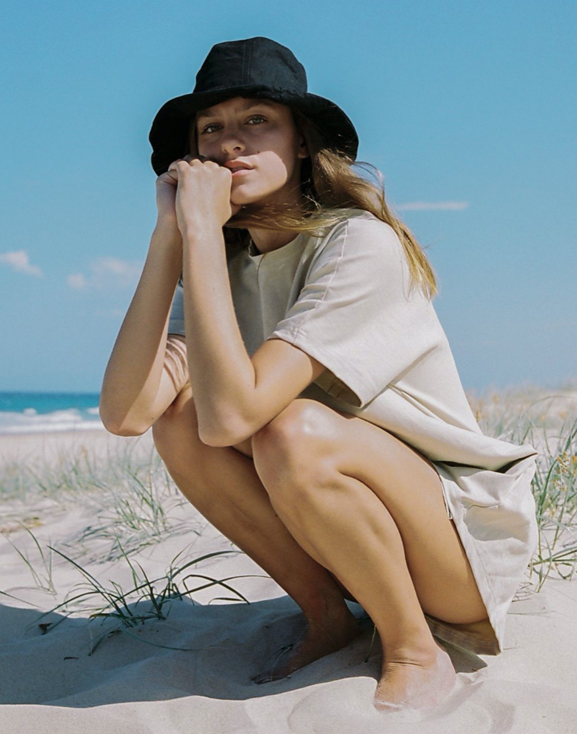 Black Cotton &amp; Linen Everyday Hat