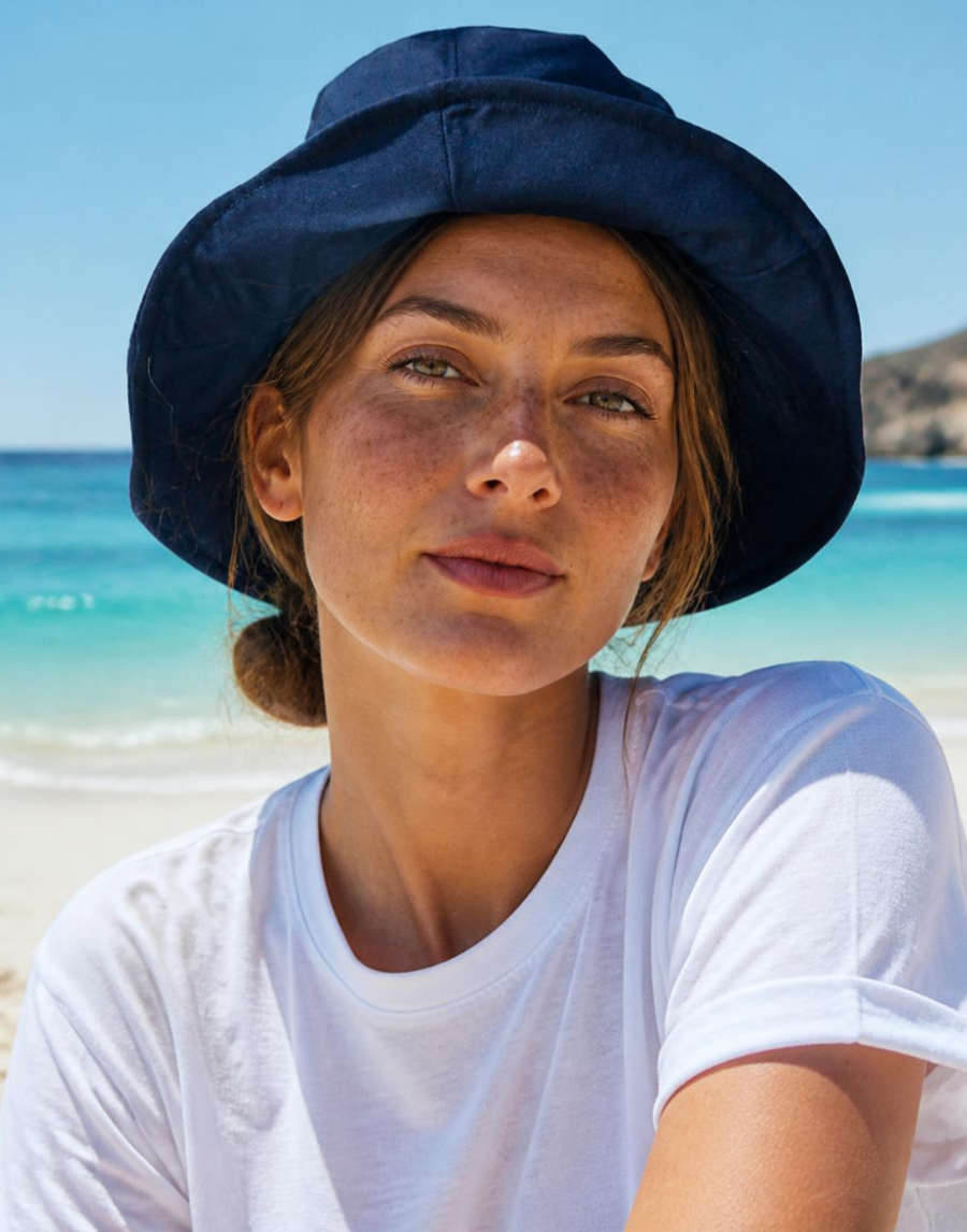 Navy Cotton & Linen Everyday Hat