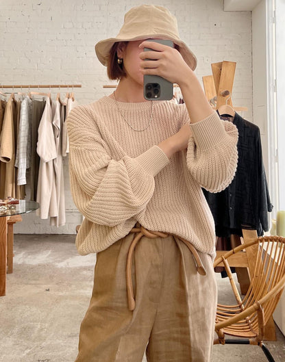 Beige Cotton &amp; Linen Everyday Hat