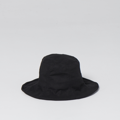 Black Cotton &amp; Linen Everyday Hat